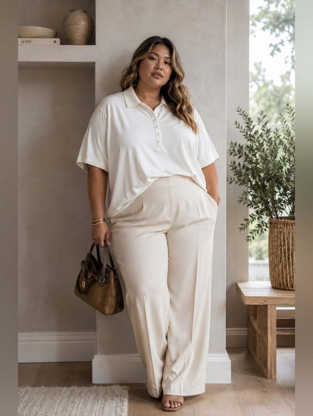 Lands' End Women's 2X White Pima Cotton Polo Shirt Plus Size Classic Preppy